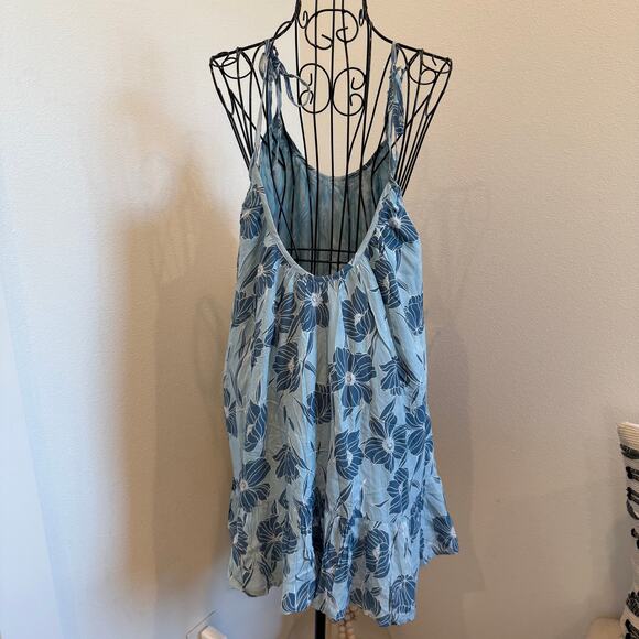 Amuse Society Blue Floral Mini Swing Scoop Neck Cover-up Dress NEW Small-Boho - Picture 3 of 6